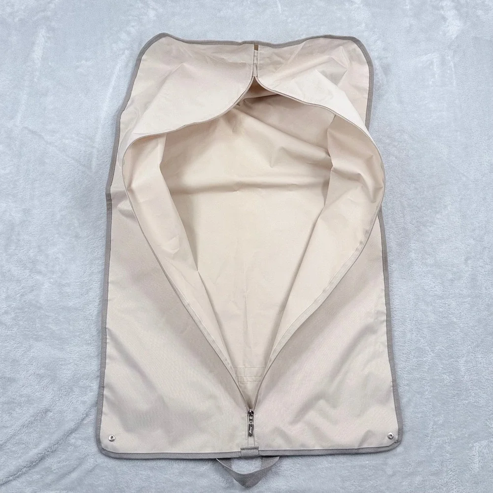 Brioni Garment Bag Cream Grey Logo Hanging Folding Suit Carrier Travel Cover 071
